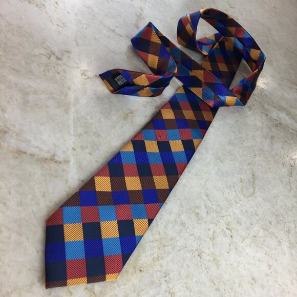 MULTICOLOR PLAID SILK TIE - Picture 2 of 10